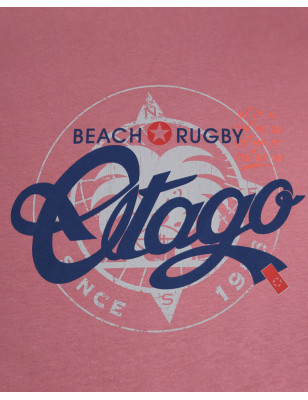 visuel sérigraphié du Tee-shirt Sawyers Otago rugby antique rose pour homme
