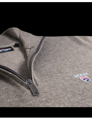 détail du Pull col zip homme CARBUN Otago marron