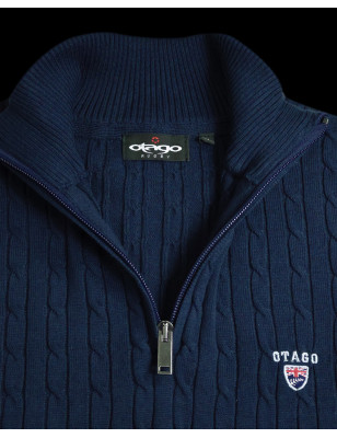 détail du Pull col zip homme CARSADE Otago bleu marine
