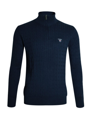 face du Pull col zip fermé homme CARSADE Otago bleu marine