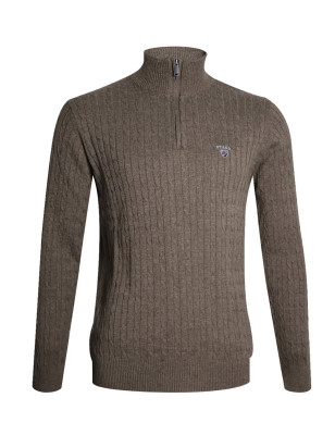 face du Pull col zippé fermé pour homme CARSADE Otago marron