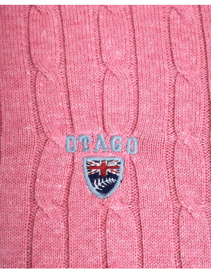 broderie du pull torsade col zip homme CARSADE Otago rose