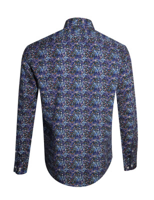 dos de la Chemise manches longues pour homme 286 Otago bleu marine à motifs