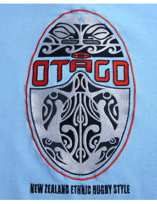 broderie dos du Polo manches courtes Mana Otago rugby bleu ciel pour homme