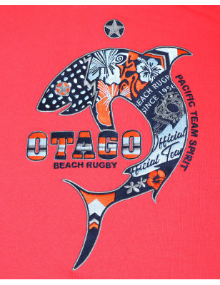 broderie dos du Polo manches courtes Patreq Otago rugby corail pour homme