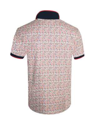 dos du Polo manches courtes Liflor Otago rugby blanc marine à motifs pour homme