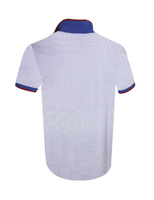 dos du Polo manches courtes Liluna Otago rugby bleu et rouge à motifs pour homme