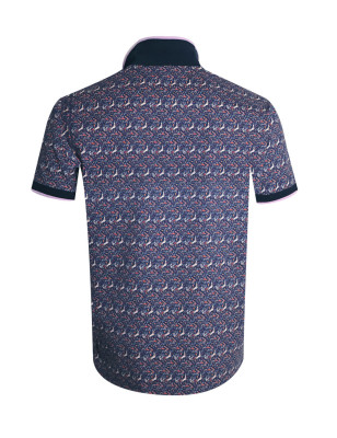 dos du Polo manches courtes Lifako Otago rugby marine rose à motifs pour homme