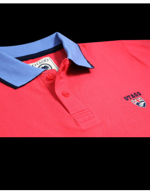 détail de broderie du Polo manches courtes Lorenzo Otago rugby corail pour homme