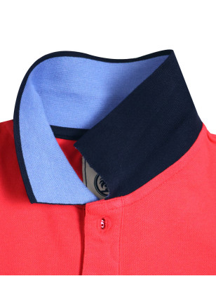 revers de col du Polo manches courtes Lorenzo Otago rugby corail pour homme