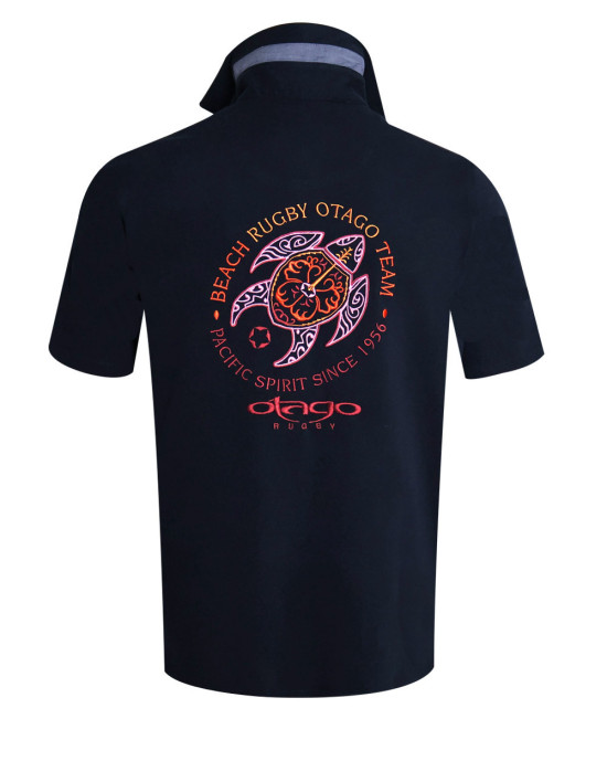 dos du Polo manches courtes Pacitort Otago rugby bleu marine pour homme