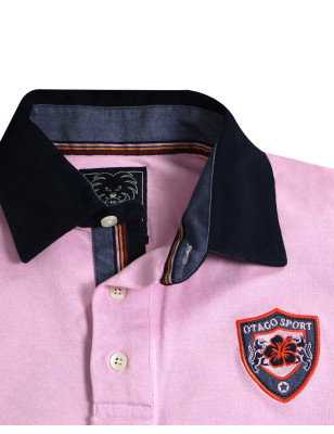 broderie côté cœur du Polo manches courtes Maungatu Otago rugby rose pour homme