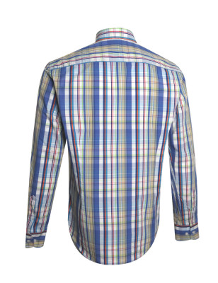 dos de la Chemise manches longues pour homme 288 Otago bleue à carreaux