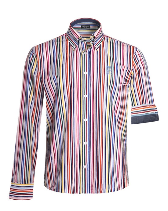 face de la Chemise manches longues pour homme 291 Otago rayée multicolore