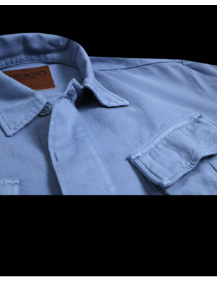 détail de la Veste Toile Boutonnée Ohio Otago Rugby indigo marine pour Homme
